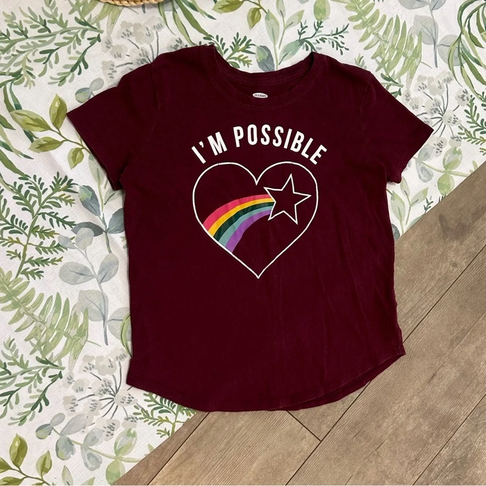 Old Navy Girl’s Positive Graphic T-Shirt I'm Possible' Cotton Size Large